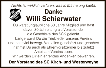 Traueranzeige von Willi Schierwater von Uelzen