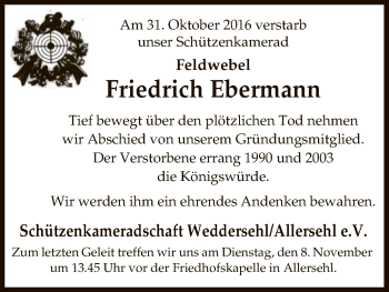 Traueranzeige von Friedrich Ebermann von Uelzen