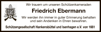 Traueranzeige von Friedrich Ebermann von Uelzen