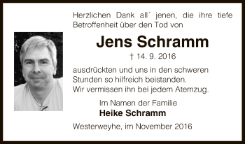 Traueranzeige von Jens Schramm von Uelzen