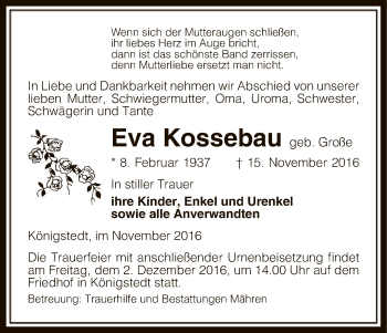 Traueranzeige von Eva Kossebau von Uelzen