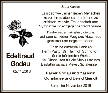 Traueranzeige von Edeltraud Godau von Uelzen