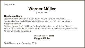 Traueranzeige von Werner Müller von Uelzen