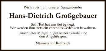 Traueranzeige von Hans-Dietrich Großgebauer von Uelzen