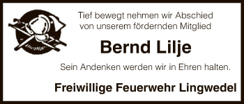 Traueranzeige von Bernd Lilje von Uelzen