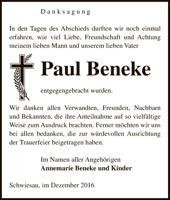 Traueranzeige von Paul Beneke von Uelzen