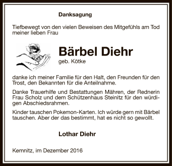 Traueranzeige von Bärbel Diehr von Uelzen