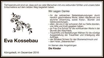 Traueranzeige von Eva Kossebau von Uelzen