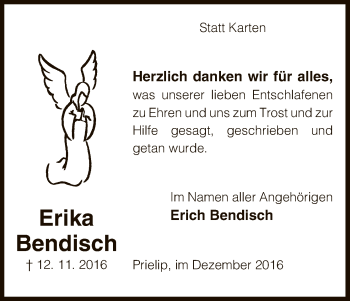 Traueranzeige von Erika Bendisch von Uelzen