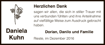 Traueranzeige von Daniela Kuhn von Uelzen