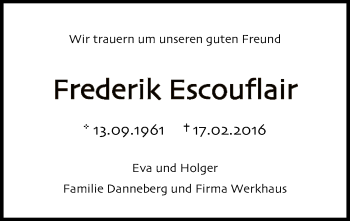 Traueranzeige von Frederik Escouflair von Uelzen