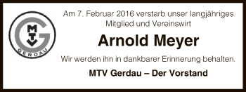 Traueranzeige von Arnold Meyer von Uelzen