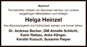 Traueranzeige von Helga Heinzel von Uelzen