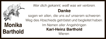 Traueranzeige von Monika Barthold von Uelzen