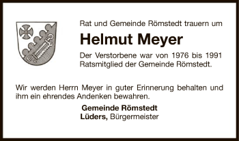 Traueranzeige von Helmut Meyer von Uelzen