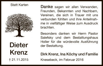 Traueranzeige von Dieter Krenz von Uelzen