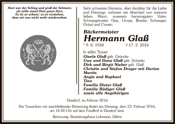 Traueranzeige von Hermann Glaß von Uelzen