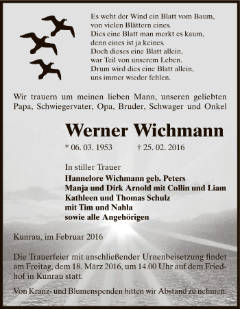 Traueranzeige von Werner Wichmann von Uelzen