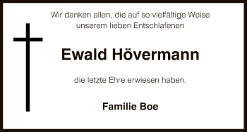 Traueranzeige von Ewald Hövermann von Uelzen