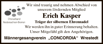 Traueranzeige von Erich Kasper von Uelzen