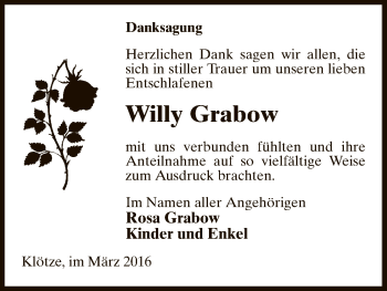 Traueranzeige von Willy Grabow von Uelzen
