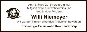 Traueranzeige von Willi Niemeyer von Uelzen