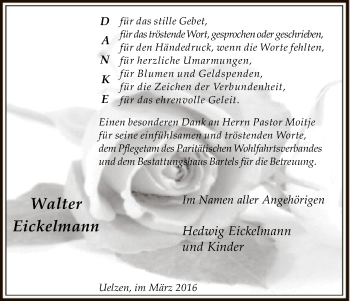 Traueranzeige von Walter Eickelmann von Uelzen