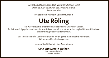 Traueranzeige von Ute Röling von Uelzen