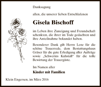 Traueranzeige von Gisela Bischoff von Uelzen