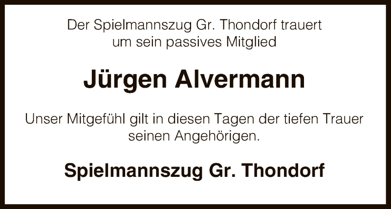  Traueranzeige für Jürgen Alvermann vom 19.04.2016 aus Uelzen