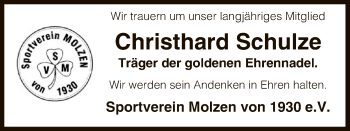 Traueranzeige von Christhard Schulze von Uelzen