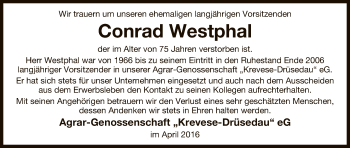 Traueranzeige von Conrad Westphal von Uelzen