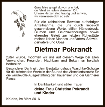 Traueranzeige von Dietmar Pokrandt von Uelzen