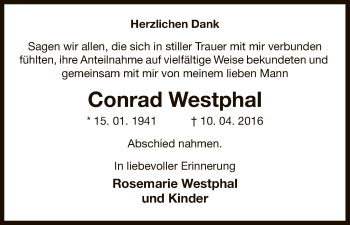 Traueranzeige von Conrad Westphal von Uelzen