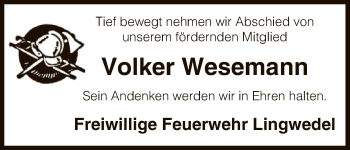 Traueranzeige von Volker Wesemann von Uelzen