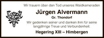 Traueranzeige von Jürgen Alvermann von Uelzen