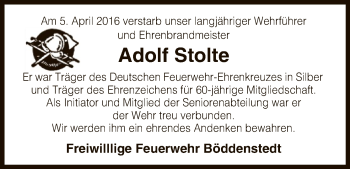 Traueranzeige von Adolf Stolte von Uelzen