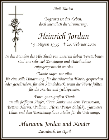 Traueranzeige von Heinrich Jordan von Uelzen