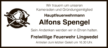 Traueranzeige von Alfons Spengel von Uelzen