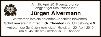 Traueranzeige von Jürgen Alvermann von Uelzen