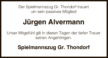 Traueranzeige von Jürgen Alvermann von Uelzen