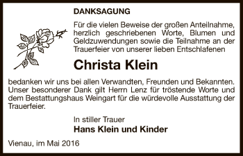 Traueranzeige von Christa Klein von Uelzen