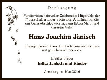 Traueranzeige von Hans-Joachim Jänisch von Uelzen