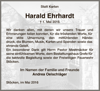 Traueranzeige von Harald Ehrhardt von Uelzen