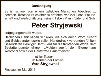 Traueranzeige von Peter Stryjewski von Uelzen