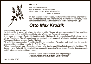 Traueranzeige von Otto Max Krolzik von Uelzen