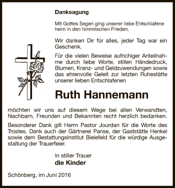 Traueranzeige von Ruth Hannemann von Uelzen