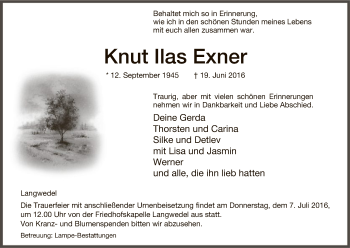 Traueranzeige von Knut Ilas Exner von Uelzen