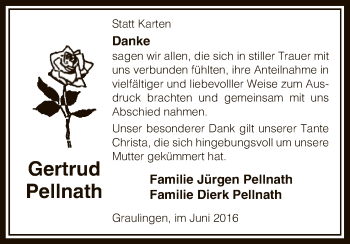 Traueranzeige von Gertrud Pellnath von Uelzen