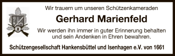 Traueranzeige von Gerhard Marienfeld von Uelzen